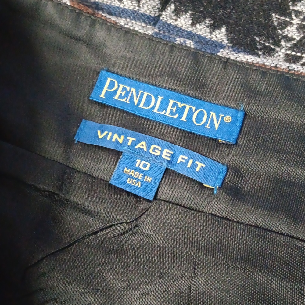 Pendleton Black And Blue Patterned A-Line Skirt - image 2